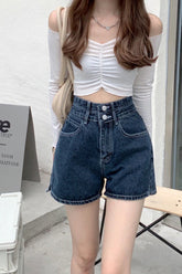 Sexy seitlicher kleiner Schnitt Retro-Jeans-Shorts